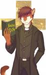 anthro book brown_hair clothed clothing fully_clothed hair holding_object looking_at_viewer male priest solo standing tail yellow_eyes formalinov mammal rodent chris_(disambiguation) 2017 absurd_res digital_media_(artwork) hi_res smaller_version_at_source