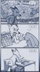 2016 4_fingers angry anthro biped canid canine clothed clothing comic demonstration disney domestic_pig ears_down english_text fan_character female fingers fox fur furgonomics group hi_res july_hopps_(mistermead) lagomorph leporid male mammal monochrome newspaper nick_wilde open_mouth pivoted_ears police police_uniform rabbit red_fox rockbottomfeeder sharp_teeth simple_background suid suina sus_(pig) teeth text true_fox uniform writing_text zootopia