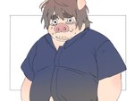 anthro bodily_fluids clothing crying kemono male overweight overweight_male sad shirt simple_background solo tears topwear inunoshippo domestic_pig mammal suid suine sus_(pig) 2024 4:3 hi_res