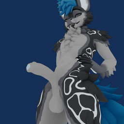 anthro balls biped blue_body blue_eyes blue_fur blue_hair blue_tail chest_tuft erection flexing_penis foreskin fur genitals grey_body grey_fur hair hand_on_hip humanoid_genitalia humanoid_penis looking_at_viewer male nude penis saggy_balls simple_background smug smug_face smug_grin solo tail teasing translucent transparent_background tuft white_body white_fur kipperfox mythology dragon hybrid mythological_creature mythological_scalie scalie waggan 1:1 2026 3d_(artwork) 3d_animation alpha_channel animated blender_(artwork) blender_cycles_(artwork) digital_media_(artwork) hi_res loop