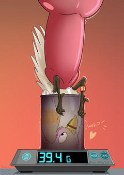 anklet anthro bdsm beak bestiality blush blush_lines bodily_fluids bondage bound brown_talons competition cum cum_drenched cum_drip cum_in_cloaca cum_inside dripping duo excessive_cum excessive_genital_fluids extreme_penetration extreme_size_difference feathers female female_feral feral genital_fluids genitals heart_symbol jewelry knot knotted_penis larger_anthro larger_male male male/female male_on_feral micro offscreen_male penetration penis pink_penis sexual_competition shallow_penetration size_difference smaller_female smaller_feral speech_bubble stuck text weighing weighing_scale yellow_beak yellow_eyes pankallisti avian bird canid canine mammal english_text hi_res nonbinary_(lore)