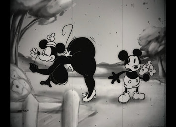 anthro big_breasts big_butt breasts butt clothing duo female flower footwear hat headgear headwear high_heels male plant shoes sniffing tail thick_thighs rabbit5gamer disney mickey_mouse minnie_mouse mammal mouse murid murine rodent hi_res monochrome