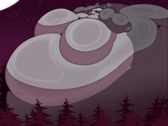 anthro belly big_belly big_breasts big_butt big_tail blobby blonde_hair breasts butt expansion facial_markings female female_anthro fur grey_body grey_fur hair head_markings horn huge_breasts huge_butt huge_thighs hyper hyper_breasts hyper_butt hyper_thighs immobile macro macro_anthro macro_female markings morbidly_obese obese overweight solo spiked_tail spikes spikes_(anatomy) tail thick_thighs weight_gain wings ghospe_moth mythology riona_(riona_hexagon) dragon hybrid lagomorph leporid mammal mythological_creature mythological_scalie rabbit scalie 4:3 absurd_res colored hi_res