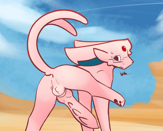 animal_genitalia animal_penis anus balls big_penis blinking blue_eyes blush blush_lines bodily_fluids butt canine_genitalia canine_penis cheek_tuft embarrassed erection facial_tuft feet feral forehead_gem fur gem genitals hindpaw huge_penis knot knotted_penis looking_at_genitalia looking_at_self looking_back male nervous nervous_sweat open_mouth pawpads paws penis perineum pink_body pink_fur raised_leg raised_tail rear_view sheath sky small_balls small_but_hung solo spiked_penis spikes spikes_(anatomy) standing sweat tail throbbing throbbing_balls throbbing_knot throbbing_penis tuft unwanted_erection letacosalad nintendo pokemon eeveelution espeon generation_2_pokemon pokemon_(species) 5:4 animated hi_res short_playtime