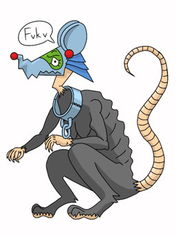 anthro chain collar female feral solo speech_bubble tail text freshbottomsurgery humanoid absurd_res english_text hi_res