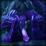 anthro big_penis black_body black_penis black_skin collar duo feet foot_fetish foot_play footjob footjob_while_penetrating genitals humanoid_feet larger_male long_penis male male/male penetration penis plantigrade purple_body purple_penis purple_skin sex sharp_tail size_difference small_dom_big_sub smaller_male wrinkled_feet wrinkles thekidxeno chocoscorner_(modeler) alien_(franchise) snakehead404 x3no alien xenomorph absurd_res hi_res