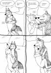 after_sex anthro cuddling duo male simple_background speech_bubble text bernielover disney zootopia officer_wolfard canid canine canis mammal wolf comic english_text hi_res monochrome