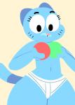 anthro blue_body blue_fur clothed clothing female fur looking_down mature_anthro mature_female navel panties solo underwear wide_hips flutteringpie cartoon_network the_amazing_world_of_gumball nicole_watterson domestic_cat felid feline felis mammal