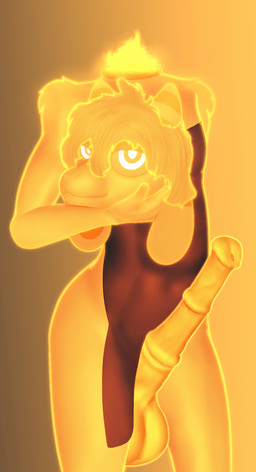 animal_genitalia anthro balls clothing detachable detachable_head dress equine_genitalia floppy_ears genitals holding_head holding_own_head horn male orange_body orange_glow orange_horn pupils solo unusual_pupils conditional_dnp gusta gusta_(gusta) bovid caprine ghost goat mammal spirit hi_res