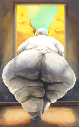 anthro autumn barefoot big_butt butt dust fat_rolls feet female fur horn inside light light_beam long_ears maffmaff228 morbidly_obese morbidly_obese_female obese obese_anthro obese_female obscured_face overweight overweight_anthro overweight_female plant rear_view sky smelly smelly_butt solo tail thick_thighs tree white_body white_fur wide_hipped_female wide_hips window mafu-maf undertale_(series) toriel bovid caprine goat mammal monster absurd_res digital_media_(artwork) digital_painting_(artwork) hi_res painting_(artwork)