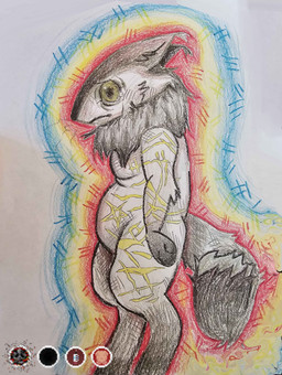 ambiguous_gender anthro bodily_fluids crying fluffy overweight scar self-harm_scars solo tears text yellow_scar rotsrocks casualties:_unknown rainbow_(rotsrocks) expie_(gunsawian) gunsawian absurd_res english_text hi_res