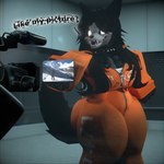 1:1 3d_(artwork) anthro camera clothing collar containment_cell dialogue digital_media_(artwork) electronics female fluffy fluffy_tail glowing glowing_eyes group hair hi_res impending_doom jumpsuit mal0 male male/female malo nearlyepoint orange_jumpsuit phone photo roblox robloxian scp-096 scp-1471 scp-1471-a scp_foundation spiked_collar spikes tail teeth text trio zipper