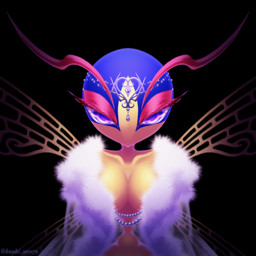 4_wings antennae_(anatomy) anthro armless arthropod_abdomen black_background breasts cleavage clothed clothing crown eyelashes eyeshadow female female_anthro front_view full_cleavage fur_coat gem headgear heart_symbol insect_wings legless looking_at_viewer makeup mouthless multi_wing partially_clothed_anthro partially_clothed_female pearl_(gem) pink_eyeshadow purple_eyes simple_background small_waist solo text wasp_waist wings yellow_body yellow_breasts yellow_skin kuuki_soyo79 kirby:_triple_deluxe kirby_(series) nintendo queen_sectonia arthropod hymenopteran insect wasp 1:1 2020 artist_name digital_drawing_(artwork) digital_media_(artwork) half-length_portrait hi_res japanese_description portrait