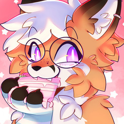 anthro black_nose blush brown_markings cake cake_slice cheek_tuft claws dessert ear_piercing eating_cake eyebrows eyelashes eyewear facial_tuft fangs female food freckled_face freckles fur glasses hair holding_cake holding_food holding_object looking_at_viewer markings multicolored_body multicolored_fur nude orange_body orange_fur piercing pupils purple_eyes raised_eyebrows round_glasses short_hair slit_pupils smile snout solo teeth tuft wearing_glasses white_body white_fur white_hair white_pupils appliei canid canine fox mammal 1:1 colored digital_drawing_(artwork) digital_media_(artwork) hi_res icon shaded