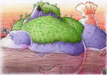 belly big_belly female huge_belly hyper hyper_belly island macro outside overweight sea simple_background solo split_form water shar0makai aquatic merfolk 2023 absurd_res hi_res traditional_media_(artwork)
