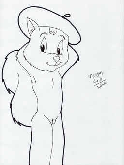 anthro clothing cloudco female genitals hands_behind_head hat headgear headwear loli solo standing text vulva year young young_anthro young_female vinagin_cain american_greetings the_get_along_gang lolly_squirrel mammal rodent sciurid tree_squirrel 2020 absurd_res artist_name hi_res