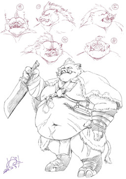 anthro belly big_belly blush bodily_fluids bottomwear clothing crying ear_piercing ear_ring eyes_closed kemono laugh loincloth male navel overweight overweight_male piercing ring_piercing sad scar simple_background solo tears weapon white_background god_wanko mammal suid suine sus_(pig) wild_boar 2024 hi_res