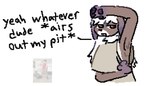 anthro armpit_fetish armpit_focus bodily_fluids brown_eyes clothed clothing dialogue floppy_ears fur gloves_(marking) grey_body grey_fur hair half-closed_eyes long_ears long_hair lop_ears male markings narrowed_eyes oversized_clothing oversized_shirt oversized_topwear pawpads paws purple_body purple_fur raised_arm shirt snaggle_tooth solo sweat sweaty_armpit topwear white_body white_fur white_hair ziriksi noctis_(ziriksi) domestic_cat domestic_rabbit felid feline felis holland_lop hybrid lagomorph leporid lop_rabbit mammal oryctolagus rabbit ragdoll_cat aliasing digital_media_(artwork) hi_res