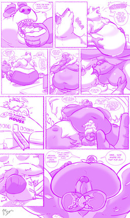 anthro balls belly bench big_balls big_belly burping crush crushed_object dialogue duo eating fellatio food genitals growing growth holding_balls island larger_male low_contrast macro male male/male nude_anthro nude_male obese obese_anthro obese_male on_bench oral overweight overweight_anthro overweight_male penile penis pizza property_damage public public_nudity sex size_difference speech_bubble text under_balls vein veiny_penis weight_gain spirited_fox nintendo pokemon saruto_(aokmaidu) spirit_(spirited_fox) canid canine fox generation_7_pokemon mammal passimian pokemon_(species) 2024 absurd_res comic english_text hi_res monochrome