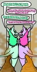 anthro argument bathroom duo feces feces_pile female female/female fur green_body green_fur pink_body pink_fur pooping public_restroom restroom_stall pixel-v abby_(pixel-v) paisley_(pixel-v) dutch_angel_dragon hi_res