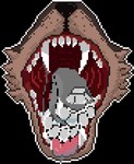 feet foot_focus mouth_shot open_mouth paws tongue vore burgundy_wolf canid canine canis mammal wolf aseprite_(artwork) digital_media_(artwork) low_res pixel_(artwork) nonbinary_(lore)