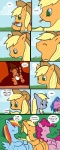 2011 applejack_(mlp) blonde_hair blue_body blue_feathers blue_fur clothing comic cowboy_hat derpy_hooves_(mlp) dialogue dragontrainer earth_pony english_text equid equine eyes_closed feathered_wings feathers felid female feral friendship_is_magic fur grass green_eyes group hair hasbro hat headgear headwear hi_res horse mammal micro multicolored_hair my_little_pony mythological_creature mythological_equine mythology orange_body orange_fur outside pantherine pegasus pink_body pink_fur pink_hair pinkie_pie_(mlp) plant pony rainbow rainbow_dash_(mlp) rainbow_hair size_difference tail text tiger vore wings