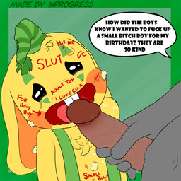 anthro birthday black_eyes bodily_fluids body_writing buckteeth crying dialogue duo erection faceless_character faceless_male fellatio forced front_view fur genitals glans green_background grey_body grey_fur holding_penis humiliation male male/male masturbation nude open_mouth oral penile penile_masturbation penis plushie profanity questionable_consent scared sex simple_background size_difference tears teeth text toony toy vein veiny_penis young inprogress mob_entertainment poppy_playtime bunzo_bunny animate_inanimate lagomorph leporid living_plushie mammal rabbit 1:1 english_text flat_colors hi_res