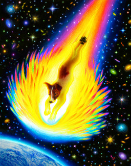 ambiguous_gender atmospheric_entry cloud diffraction_spikes digitigrade feral floppy_ears galaxy nude paws plasma solo space spiral_galaxy star ink-the-artist canid canine canis domestic_dog mammal absurd_res hi_res
