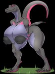 anthro areola big_breasts breasts female generation_7_pokemon genitals hi_res huge_breasts looking_at_viewer nintendo nipples nude pokemon pokemon_(species) pussy reptile salazzle scalie simple_background smile solo taharon tail thick_thighs