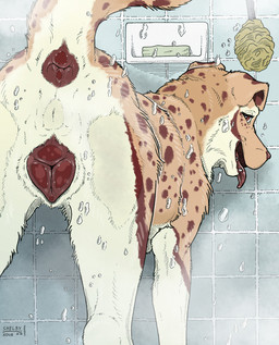 against_surface animal_genitalia animal_vulva anus bathing brown_anus brown_eyes brown_spots brown_vulva canine_genitalia canine_vulva female female_feral feral floppy_ears fur genitals looking_at_viewer markings on_glass open_mouth open_smile orange_body orange_fur plump_labia presenting presenting_anus presenting_vulva rear_focus red_tongue showering smile solo spots spotted_body spotted_fur tail_anus three-quarter_view tongue tongue_out vulva yellow_body yellow_fur sketchy_shelby paprika_(imperial-exe) australian_shepherd canid canine canis domestic_dog herding_dog mammal pastoral_dog sheepdog 2025 hi_res