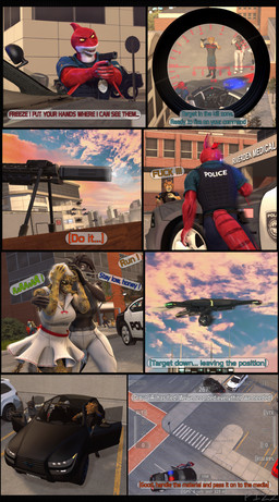 5_fingers action_pose action_scene anthro blood blue_eyes bodily_fluids boots bottomwear building car city city_background cityscape clothed clothed_anthro clothed_male clothing cybernetics dialogue dialogue_box drone duo female fingers footwear fur gloves grey_body grey_fur group gun hair handgun handwear hospital humanoid_hands inside killing long_hair machine male multicolored_body multicolored_scales orange_body orange_scales outside pants pistol police police_car police_officer police_uniform police_vehicle pose profanity ranged_weapon red_eyes rifle scales shirt shoes shooting short_hair sniper sniper_rifle solo speech_bubble street tail text topwear trio uniform vehicle weapon white_body white_fur white_skin yellow_body yellow_fur yellow_skin xpasha122x petruz_(modeler) unauthorized_life alan_(petruz) alma_(petruz) amelia_(petruz) cat_(petruz) lizard_(petruz) rabbit_(petruz) shark_(petruz) android aquatic canid canine canis cyborg domestic_cat equid equine felid feline felis fish horse jackal lagomorph leporid lizard mammal pinniped rabbit reptile robot scalie shark snake 3d_(artwork) absurd_res comic digital_media_(artwork) english_text hi_res huge_filesize