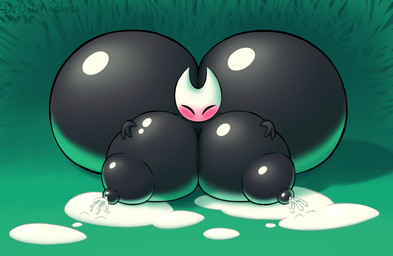 2_horns 3_fingers areola big_areola big_breasts big_butt big_nipples biped black_body black_nipples blush bodily_fluids breasts butt female fingers front_view glistening glistening_body horn huge_breasts huge_butt huge_nipples hyper hyper_breasts hyper_butt lactating lying milk nipples on_front puffy_areola puffy_nipples simple_background solo wide_hips drdotmadness hollow_knight_(franchise) team_cherry hornet_(hollow_knight) arthropod humanoid 2025 absurd_res colored digital_drawing_(artwork) digital_media_(artwork) hi_res shaded signature