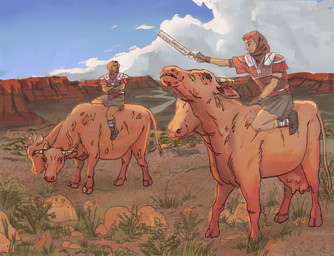 caesars_legion clothing cloud crossed_arms day desert detailed_background female feral group holding_machete holding_melee_weapon holding_object holding_weapon hooves horn looking_at_another machete male melee_weapon military_uniform multi_head new_vegas not_furry outside plant riding riding_on_back river sitting smile snout standing tail tan_body tan_skin teats udders uniform valley weapon 4dr3n4lin3 fallout microsoft algebar_(4dr3n4lin3) megalo_(s4dr3n4lin3) bovid bovine brahmin_(fallout) human mammal english_description hi_res