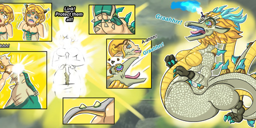 back_spikes blonde_hair body_size_growth breasts claws clothing dress female feral growth hair horn horn_growth humanoid_to_feral master_sword melee_weapon open_mouth secret_stone size_transformation snout snout_growth species_transformation spikes spikes_(anatomy) sword tail tail_growth text tongue transformation transformation_sequence weapon miraimiru mythology nintendo tears_of_the_kingdom the_legend_of_zelda light_dragon_(totk) princess_zelda dragon eastern_dragon humanoid hylian mythological_creature mythological_scalie scalie 2023 absurd_res comic english_text hi_res