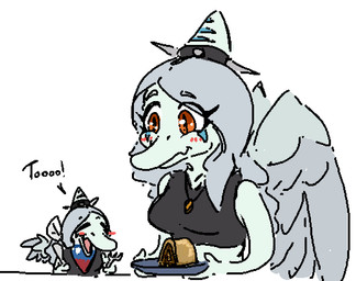 amber_eyes anthro blush blush_lines bone_frill breasts cutlery eyelashes feathered_wings feathers female food fork frill_(anatomy) grey_body grey_hair grey_scales hair halter_top jewelry kitchen_utensils knife long_hair midriff necklace scales simple_background smile snout solo tools white_background wings faustanon cavemanon_studios goodbye_volcano_high ko_op_(game_developer) snoot_game fang_(gvh) prehistoric_species pterodactylus pterosaur reptile scalie 2024 digital_drawing_(artwork) digital_media_(artwork)