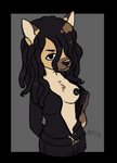 anthro breasts clothed clothing clothing_lift clothing_pull dreadlocks female hair looking_at_viewer nipples shirt shirt_lift shirt_pull solo topwear topwear_pull shepdrawss devan_(yungyiff) canid canine canis domestic_dog german_shepherd herding_dog mammal pastoral_dog alpha_channel