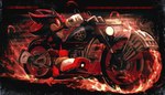 5_fingers anthro clothing fingers fire footwear gloves handwear male motorcycle red_eyes shoes solo text vehicle kornart3 sega sonic_the_hedgehog_(series) shadow_the_hedgehog eulipotyphlan hedgehog mammal absurd_res english_text hi_res signature