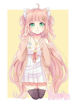 animal_ears breasts clothing dress female gesture green_eyes hand_gesture jacket legwear looking_at_viewer solo stockings topwear v_sign yumemin animal_humanoid cat_humanoid felid felid_humanoid feline feline_humanoid humanoid mammal mammal_humanoid