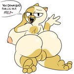 1:1 adventure_time anthro areola big_breasts big_butt breasts butt cake_the_cat cartoon_network dialogue felid feline female genitals hi_res kcstando looking_at_viewer mammal nipples pussy smile solo thick_thighs