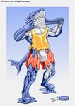 after_transformation bound encasement latex permanent summer transformation epic_games fortnite fennix_(fortnite) safety_first_steve_(fortnite) xedryk canid canine fennix fish fox mammal marine shark goo_(disambiguation) absurd_res hi_res