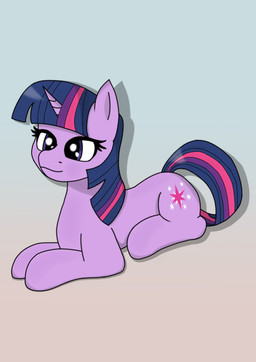 calm eyelashes female feral horn looking_offscreen lying on_front simple_background smile solo scorp125 friendship_is_magic hasbro my_little_pony mythology twilight_sparkle_(mlp) equid equine mammal mythological_creature mythological_equine unicorn hi_res