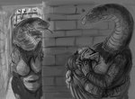 anthro big_breasts breast_play breast_suck breastfeeding breasts female group male male/female muscular_and_chubby_female nipples non-mammal_breasts non-mammal_nipples sucking tongue tongue_out doctordj dark_souls fromsoftware human legged_snake mammal manserpent reptile scalie snake hi_res monochrome