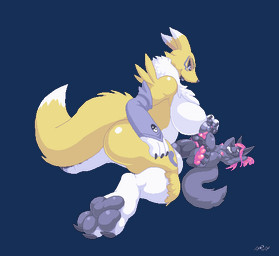 abdominal_bulge anal anal_penetration animal_genitalia animal_penis anthro anthro_on_anthro anthro_penetrated anthro_penetrating anthro_penetrating_anthro areola armwear balls black_nipples bodily_fluids bouncing_balls bouncing_breasts bouncing_butt bouncing_penis breasts butt canine_genitalia canine_penis claws clothing cum cum_in_ass cum_inflation cum_inside dominant dominant_anthro dominant_gynomorph dominant_intersex duo erection feet from_front_position fur genital_fluids genitals gynomorph gynomorph/gynomorph gynomorph_penetrated gynomorph_penetrating gynomorph_penetrating_gynomorph gynomorph_penetrating_intersex hair huge_penetration inflation intersex intersex/intersex intersex_penetrated intersex_penetrating intersex_penetrating_gynomorph intersex_penetrating_intersex knot larger_anthro larger_dom larger_gynomorph larger_intersex nipples overweight pawpads penetration penile penile_penetration penis penis_in_ass penis_size_difference pink_hair sex size_difference smaller_gynomorph smaller_intersex soles submissive submissive_anthro submissive_gynomorph submissive_intersex teeth toe_claws two_tone_tail white_body white_fur yellow_body yellow_fur ses_vanbrubles bandai_namco digimon raaru canid canine digimon_(species) mammal renamon 2019 animated digital_media_(artwork) pixel_(artwork) pixel_animation