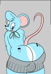 anthro bulge butt butt_cleavage clothed clothing femboy grey_background male presenting simple_background solo sweater tail topwear virgin_killer_sweater futaloliisbest meme_clothing muscle_mouse mammal mouse murid murine rodent hi_res meme