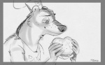 anthro burger chef_hat clothed clothing food hat headgear headwear male solo rockbottomfeeder disney pack_street zootopia t_rex_(weaver) badger mammal mustelid musteline 2017 black_and_white monochrome