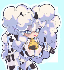 animal_print animal_print_bikini anthro armwear bell bell_collar big_breasts bikini blue_eyes breasts clothing collar cow_print cow_print_bikini eyelashes female hand_on_hip horn leaning leaning_forward legwear pattern_bikini pattern_clothing pattern_swimwear solo swimwear thigh_highs two-piece_swimsuit white_body deltagod77 idw_publishing sega sonic_the_hedgehog_(comics) sonic_the_hedgehog_(idw) sonic_the_hedgehog_(series) lanolin_the_sheep_(sonic) bovid caprine mammal sheep 2026 hi_res