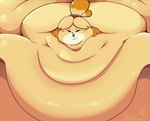 anthro bell bell_accessory big_cheeks blobby blonde_hair chubby_cheeks eyes_closed fat_rolls female hair happy immobile morbidly_obese morbidly_obese_anthro morbidly_obese_female neck_rolls obese obese_anthro obese_female open_mouth open_smile overweight overweight_anthro overweight_female pink_tongue red_hairband smile solo teeth tongue yellow_body yellow_ears dirtann animal_crossing nintendo isabelle_(animal_crossing) canid canine canis domestic_dog mammal shih_tzu toy_dog 2024 absurd_res artist_name bust_portrait colored digital_media_(artwork) hi_res portrait shaded