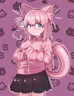 :< accessory biped blue_eyes blush bottomwear breasts clothed clothing female hair hair_accessory hands_together humanoidized inner_ear_fluff jacket light_body light_skin long_hair pink_background pink_hair pleated_skirt shy simple_background skirt solo standing tail three-quarter_view topwear track_jacket tuft kaarin_owo bocchi_the_rock hitori_gotou animal_humanoid cat_humanoid felid felid_humanoid feline feline_humanoid humanoid mammal mammal_humanoid 2025 digital_drawing_(artwork) digital_media_(artwork) hi_res portrait three-quarter_portrait