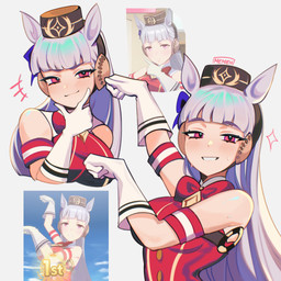 armband bangs bare_shoulders big_breasts blush blush_lines bodily_fluids bow_ribbon breasts clothed clothed_female clothed_humanoid clothing dancewear earmuffs emanata eyebrows eyelashes female fully_clothed fully_clothed_female fully_clothed_humanoid glistening glistening_body glistening_hair gloves grey_hair hair handwear hat headgear headwear long_hair looking_at_viewer multiple_poses pose red_clothing red_eyes screencap simple_background smile smiling_at_viewer solo star_emanata sweat sweatdrop teeth_showing text white_clothing memeh cygames uma_musume_pretty_derby gold_ship_(pretty_derby) animal_humanoid equid equid_humanoid equine equine_humanoid horse_humanoid humanoid mammal mammal_humanoid 1:1 2025 absurd_res artist_name colored digital_drawing_(artwork) digital_media_(artwork) hi_res multiple_images portrait reference_image shaded signature