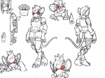 anthro bottomwear clothing ear_piercing eyewear female fishnet_clothing gas_mask goggles mask multiple_piercings piercing question_mark shorts side_view solo tail torn_clothing sildre chemrat mammal murid murine rat rodent 4:3 model_sheet